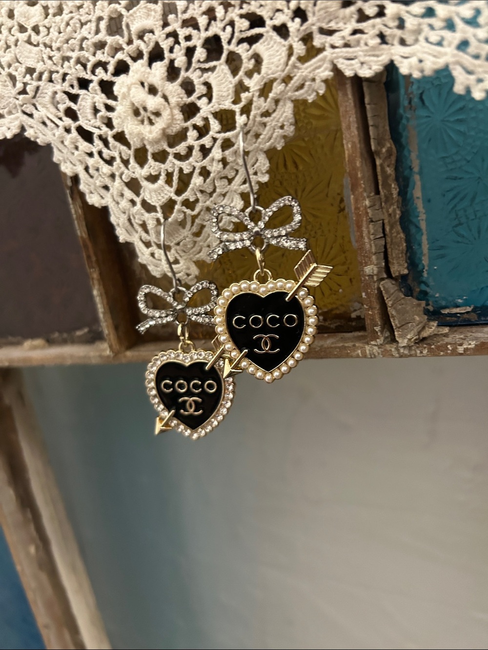 Authentic Charms Chanel from Zipper Pulls on Repurposed, Vintage Earrings - Picture 6 of 8